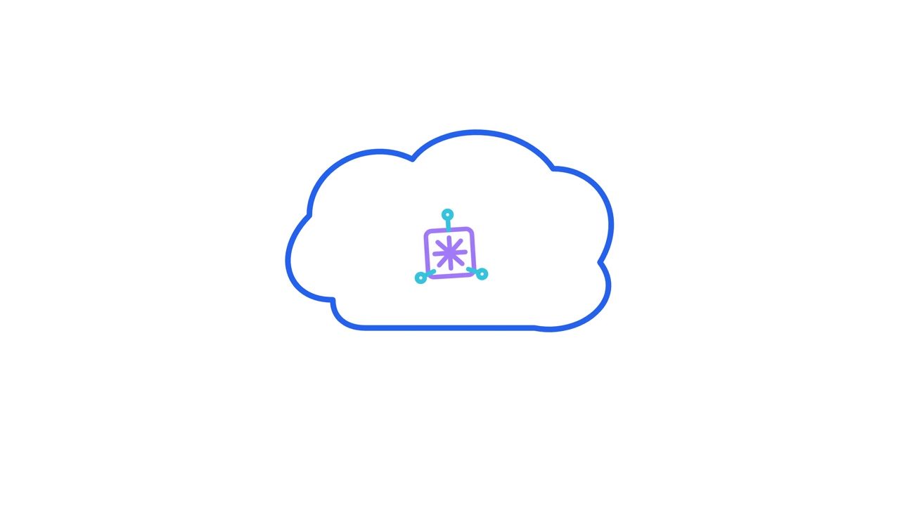 Animated Cloud Icon with Central Technology Symbol