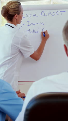 equipo médico con informe médico