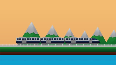tren bala ferroviario en el paisaje