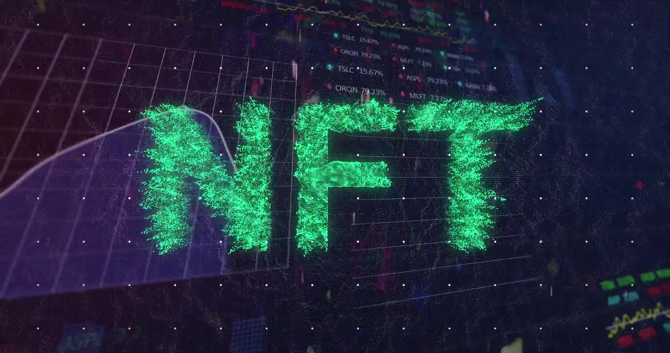 Animation af finansiel databehandling med snefald over et vinterlandskab