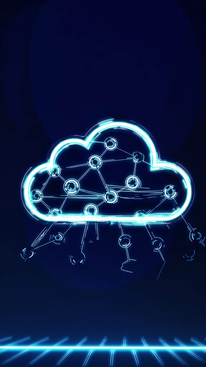 Futuristic video concept of a glowing cloud network