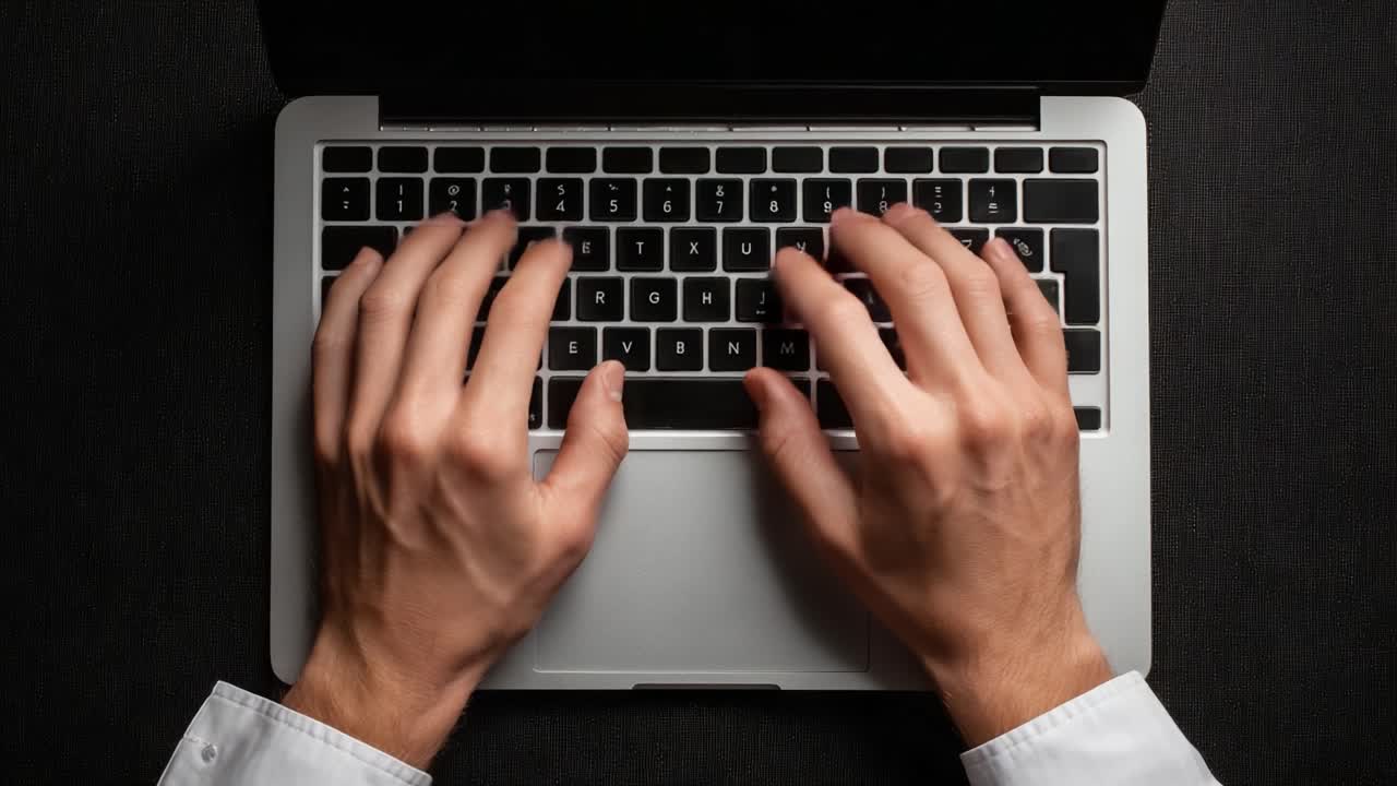 Mani concentrate che digitano su una tastiera di un laptop: catturare l'essenza della comunicazione digitale e della produttività in un ambiente di lavoro moderno