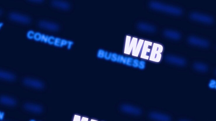 Digital Marketing and Web Strategy Concepts on Dark Blue Background