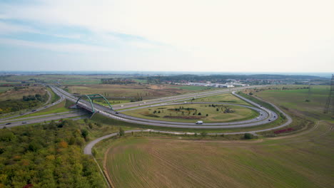 daytime aerial view of tricity ring road in straszyn, gdansk, poland