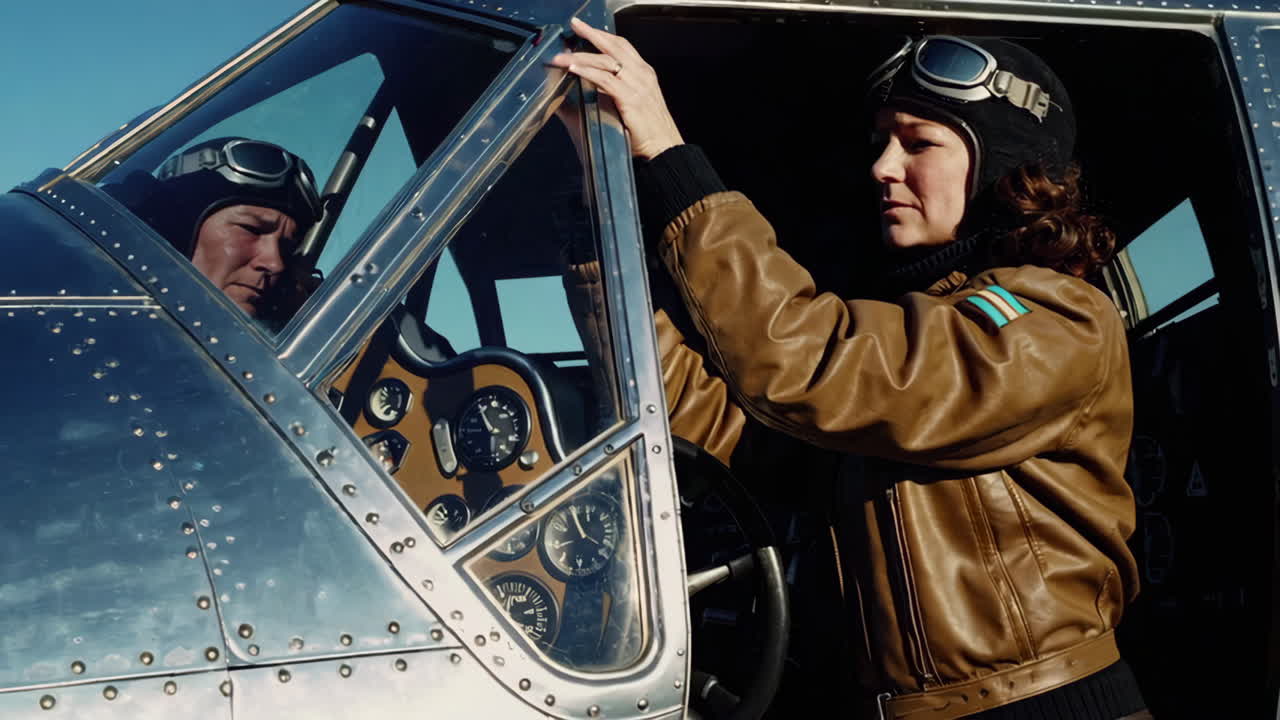 Vintage Pilot on Airplane