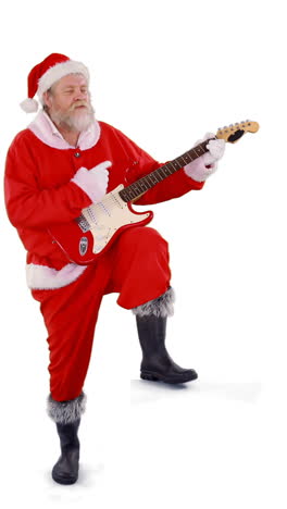 santa claus singing a song and playing guitar
