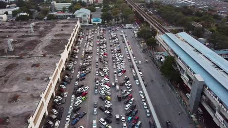 Congested-Car-Park,-Bangkok,-Thailand