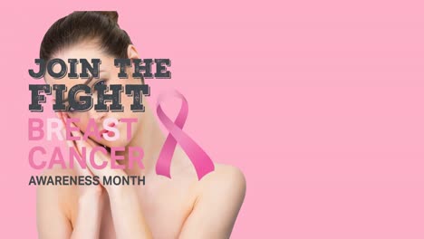 Animation-of-breast-cancer-awareness-text-over-caucasian-woman