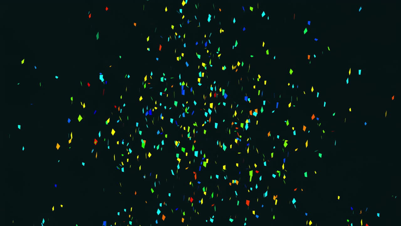 Colorful confetti animation falling on dark background