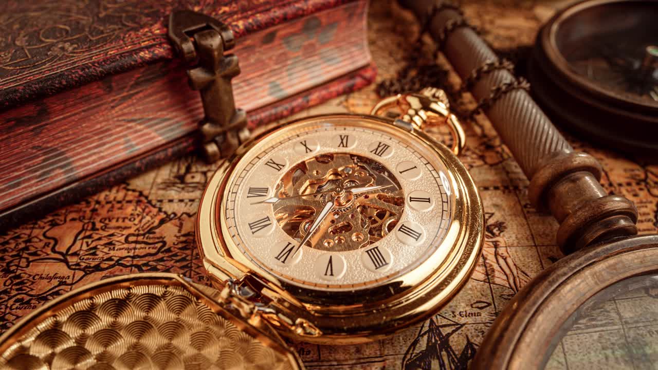reloj de bolsillo vintage. concepto de fondo vintage de la historia del tiempo.