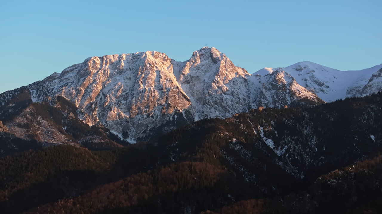 Snowy Giewont Peak In The Tatra Mountains of Poland. - wide shot