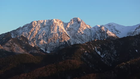 snowy giewont peak in the tatra mountains of poland. - wide shot