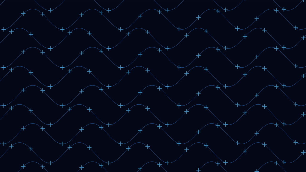 A captivating design of a blue wave pattern composed of curved lines in a zigzag flow from left to right, with a central white dot creating a dynamic and mesmerizing visual effect