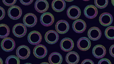 patrón de círculos de neón con puntos de arco iris en degradado negro 4
