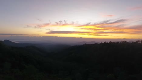 First-light-of-day-during-spectacular-sunrise-in-Batu-Dulang-Village,-Indonesia