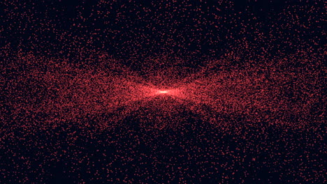 Dynamic red dot surrounded by moving dots on a black background