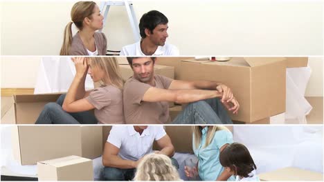 animation of two families unpacking boxes