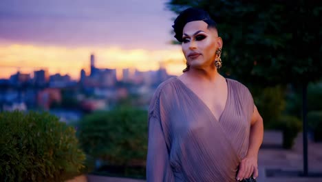 drag queen portrait at sunset