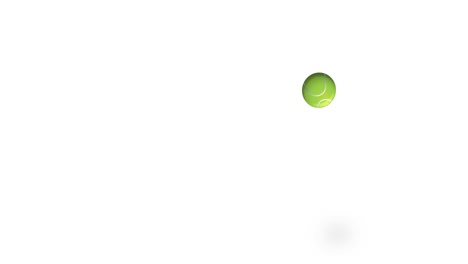 Green tennis ball bounces vertically on white background, casting soft shadows in minimal, realistic animation