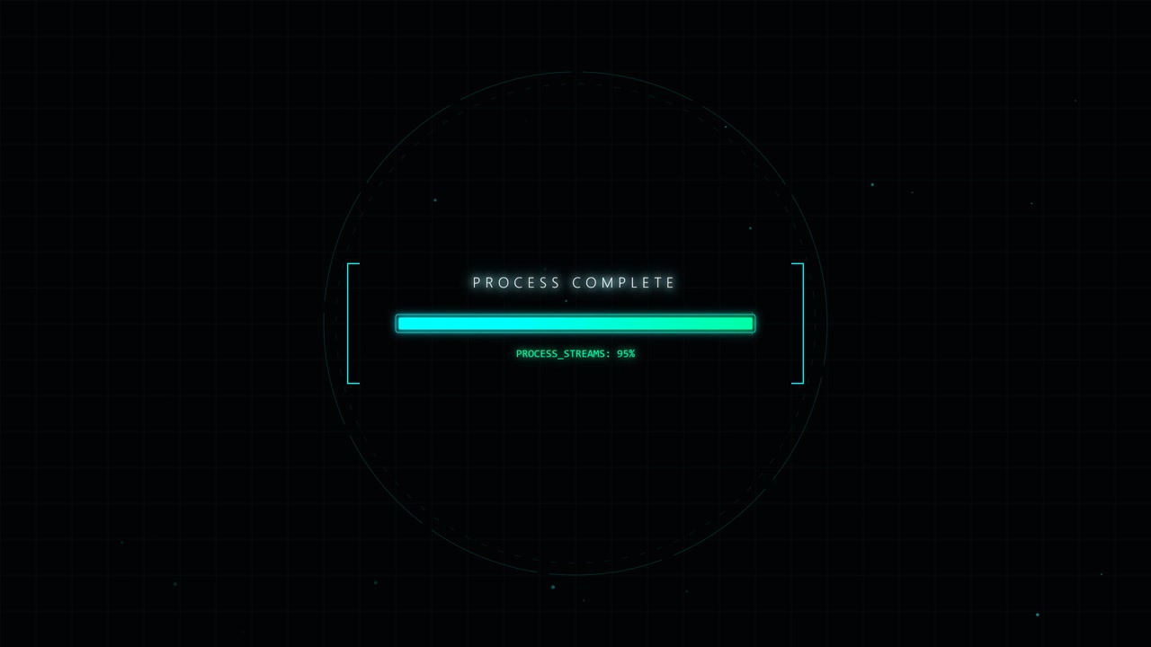 Digital Progress Bar Loading Interface with Futuristic Data Processing