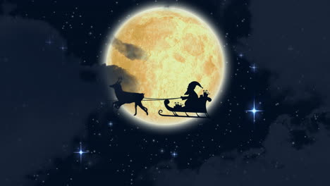 santa claus and moon at night