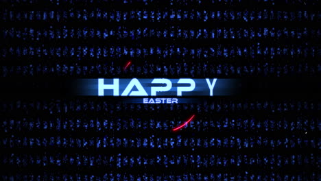 futuristic happy easter neon text on black and blue background