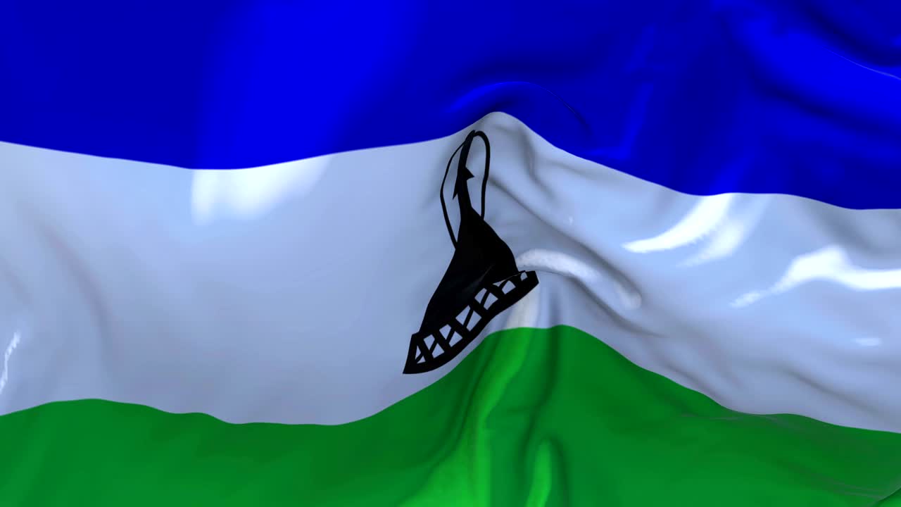 레소토의 발이 바람 속 느린 동작 애니메이션에서 4k 현실적인 직물 질감 발 부드럽게 바람 날 연속적인 원활한 루프 배경에 불고 있습니다.