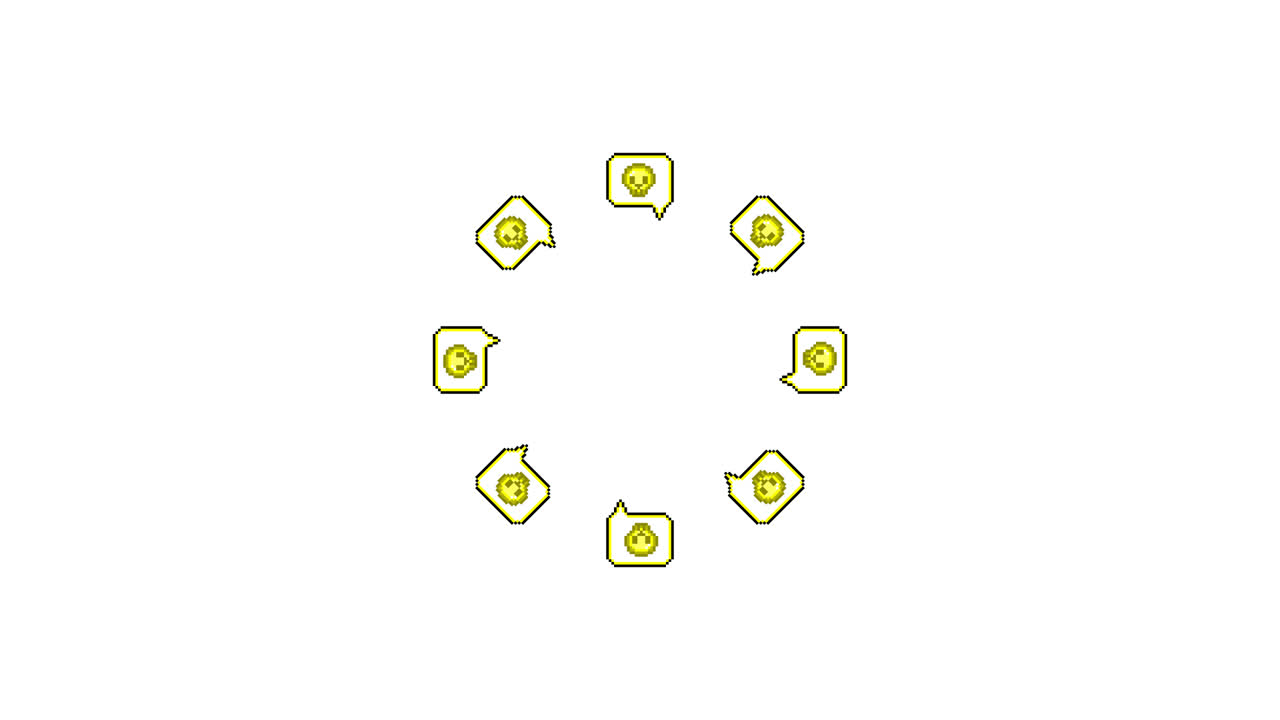 Pixel Art Speech bubble SKull Spinning Circle Animated Overlay Transparent 30fps (3)