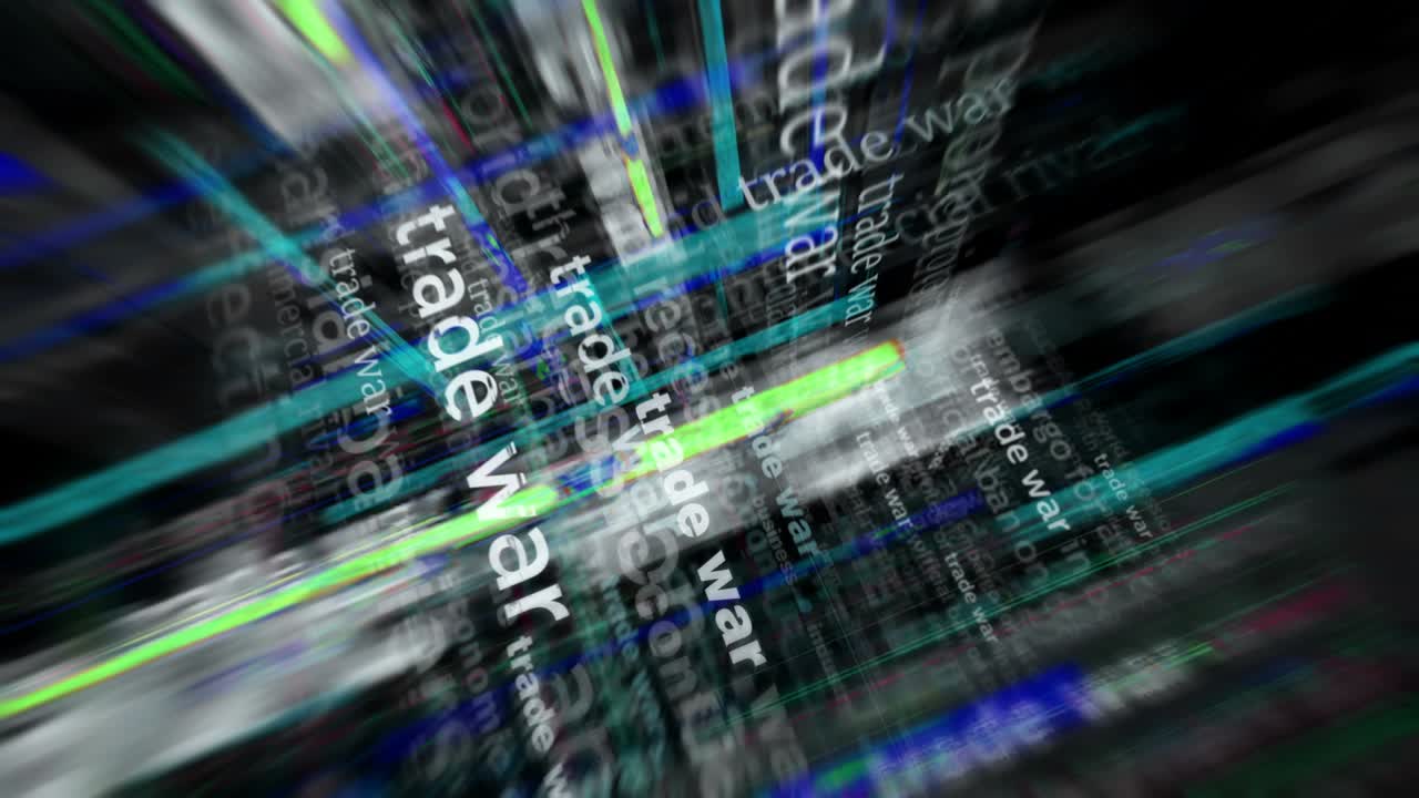 titulares de noticias medios con guerra comercial importación y exportación derechos pantallas en bucle sin costura