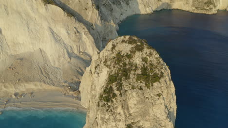 drone aerial shot of the high kerri cliffs on the island of zakynthos, greece in 4k