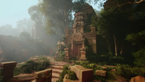 antigua estructura de piedra en el bosque de camboya