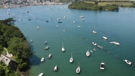 mooring yachts at kingsbridge estuary near salcombe resort in devon, southwest england