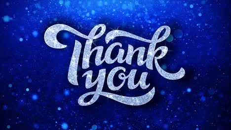 thank you blue text greetings card abstract blinking sparkle glitter particle looped background gift