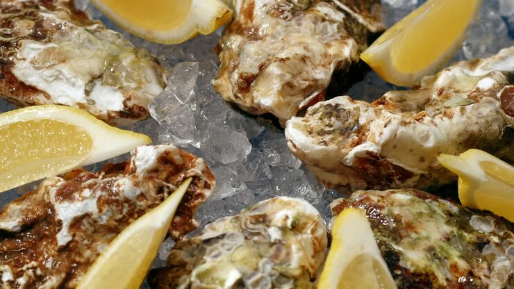 Oysters with Lemon on Ice