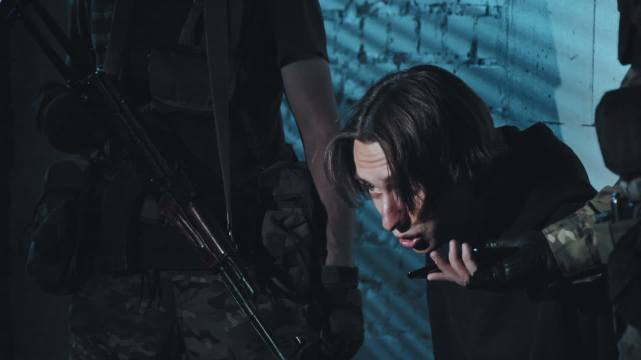 Hostage Talking on Mobile Phone