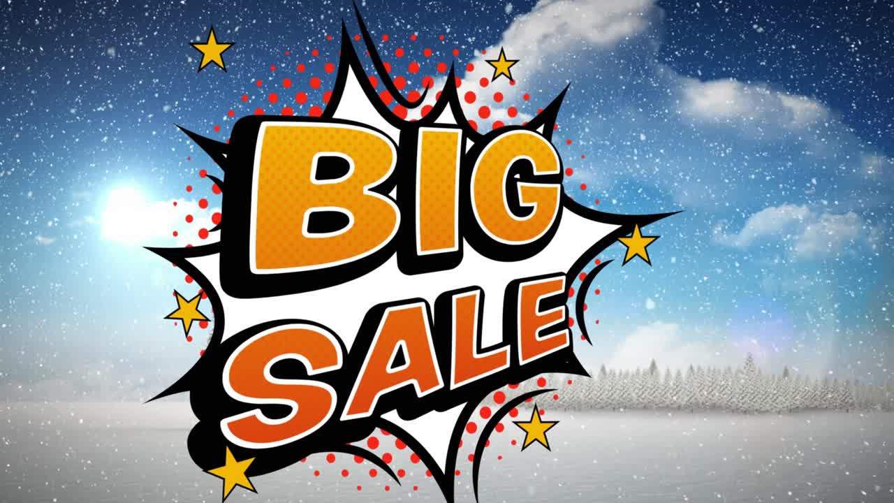 계절과 함께 선물 태그의 애니메이션 겨울 풍경 위에 매에서 산타클로스 위에 인사