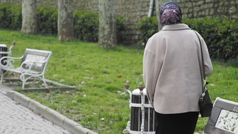 mujer caminando en un parque