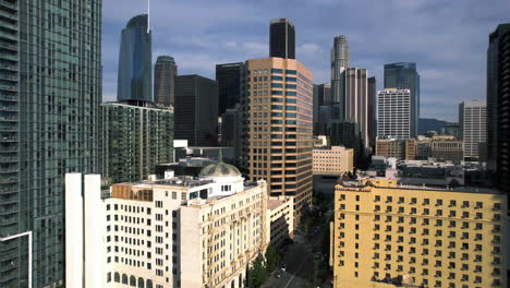 Aerial-View-of-Downtown-Los-Angeles-CA-USA,-Financial-District-Skyscrapers-and-Condominium-Buildings