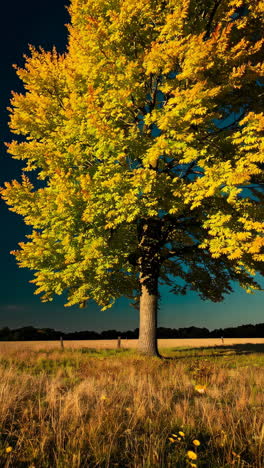 lonely tree in a field at sunset
