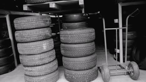 old-car-tyres-in-a-garage-no-people-stock-image-stock-photo