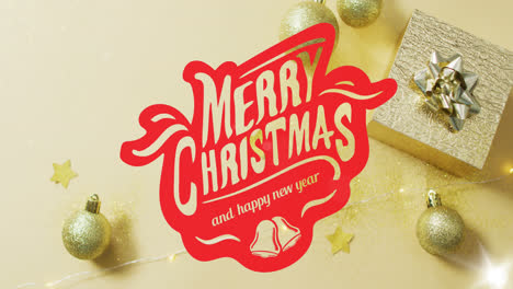 animation of merry christmas text over christmas decorations