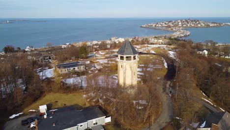 Aerial-view-over-Hull,-island-in-Massachusetts