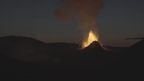 powerful scenic volcanic eruption at dawn iceland