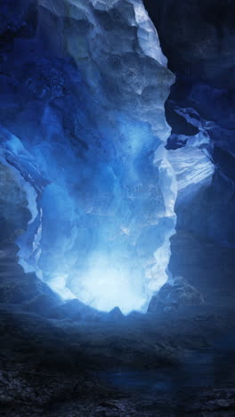 exploring the enchanting glow of a mystical ice cave in a remote landscape