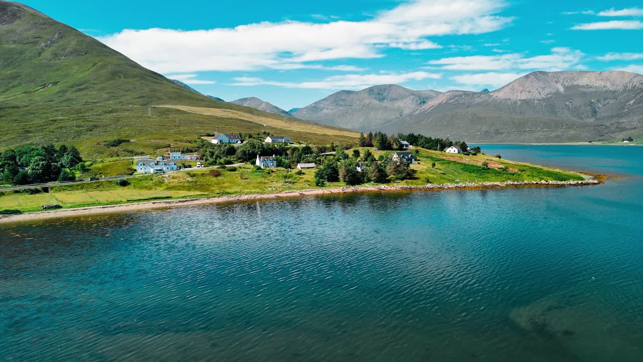Picturesque Landscape with Mountains, Water, and Village