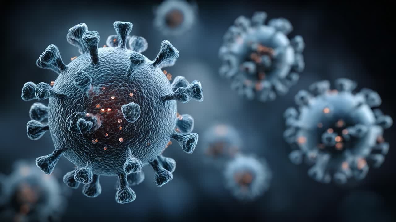Visualizzazione microscopica di strutture virali: esame dettagliato della complessa morfologia e dei meccanismi riproduttivi di microrganismi patogeni