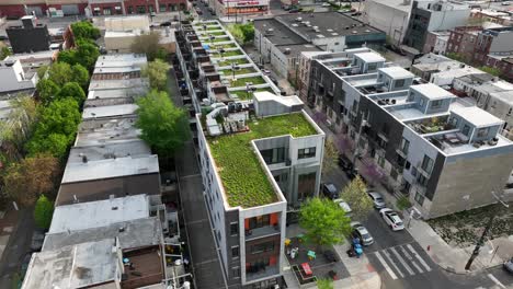 sedum roof on american apartment complex in city