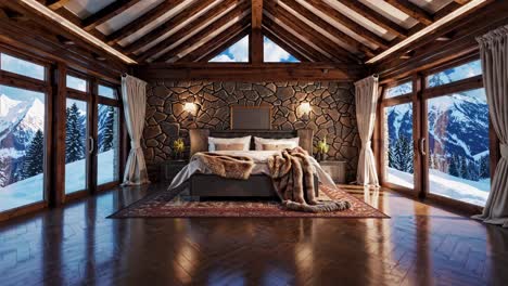 luxury mountain cabin bedroom