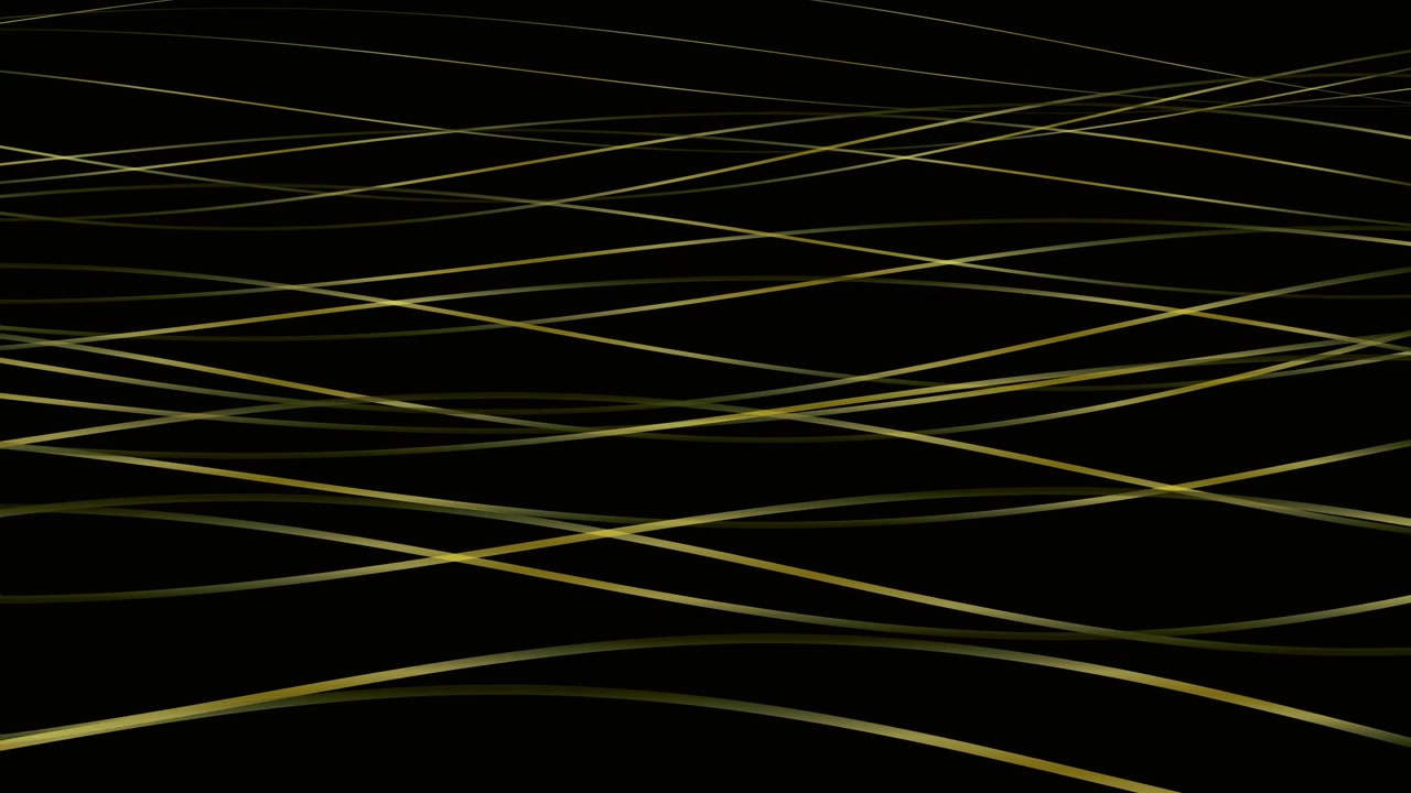 Abstract Golden Wavy Lines Moving on Black Background