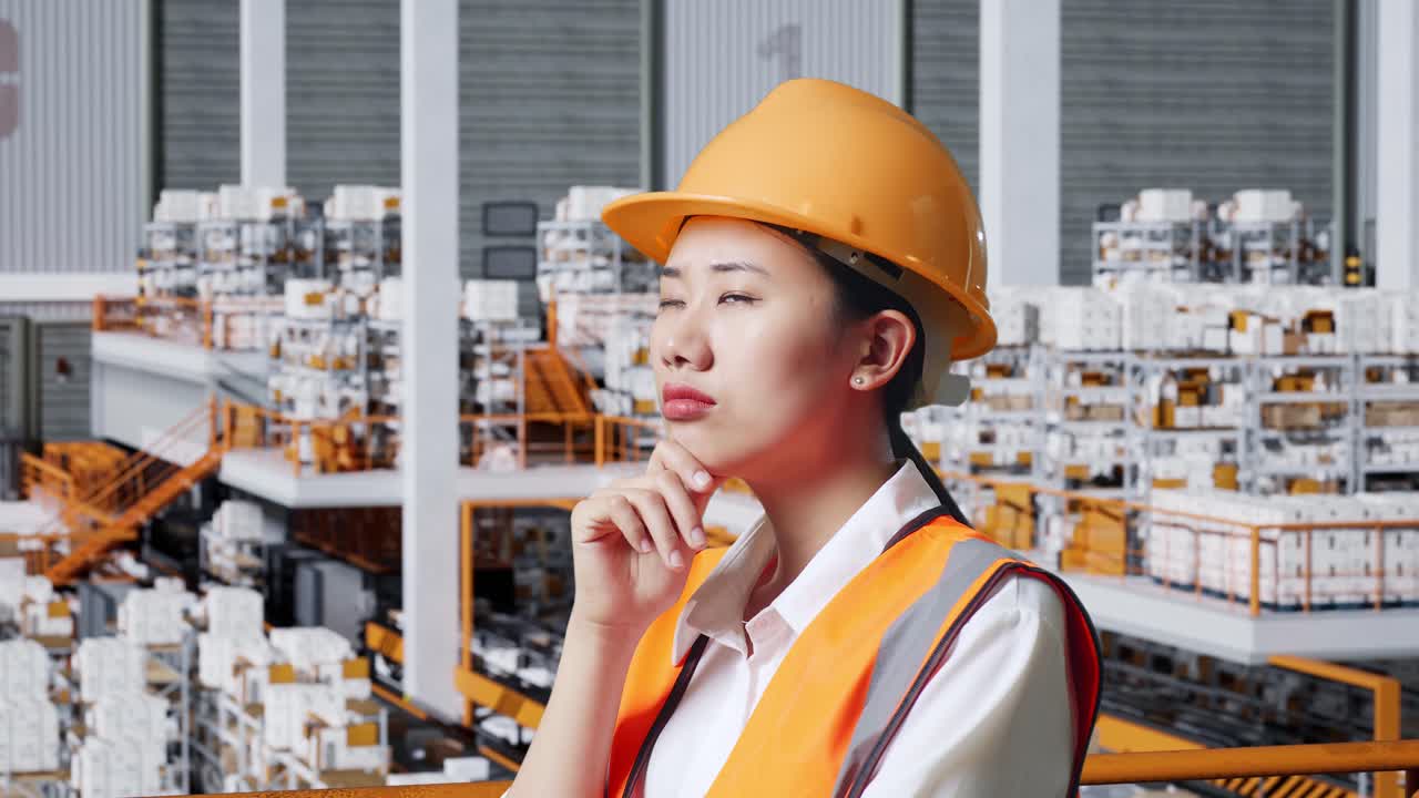 창고에서 여성 엔지니어